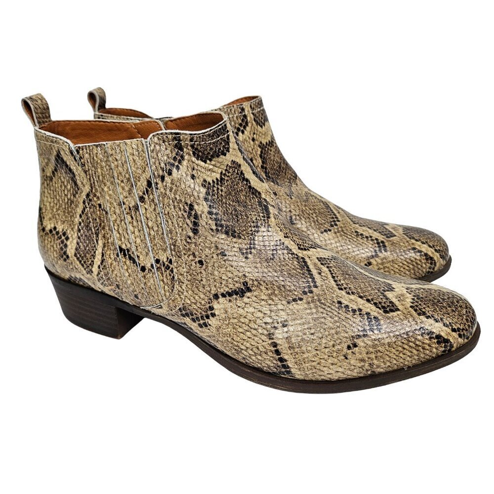 Lucky Brand Bimare Tan Snake Embossed Leather Ankle Boot 13W